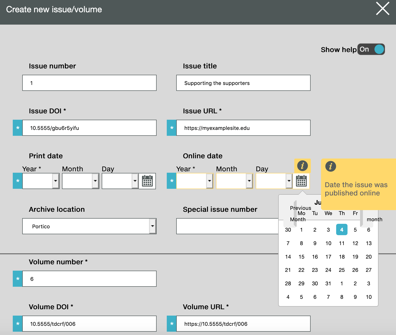 Creating a new volume and/or issue